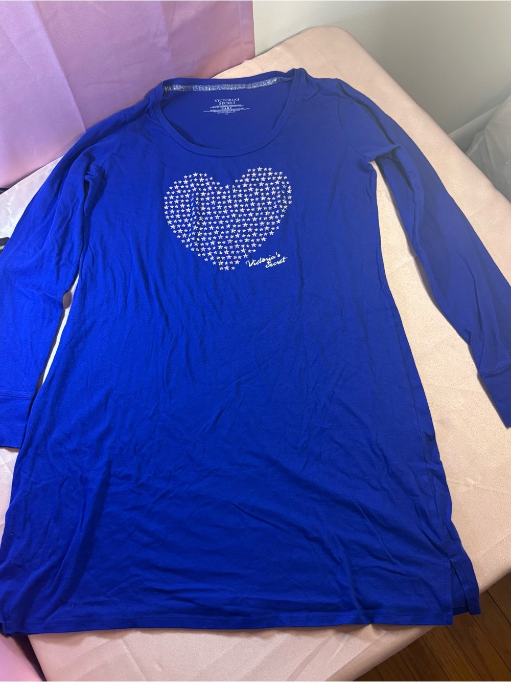 Victoria's Secret Blue Long Sleeve Heart Tee